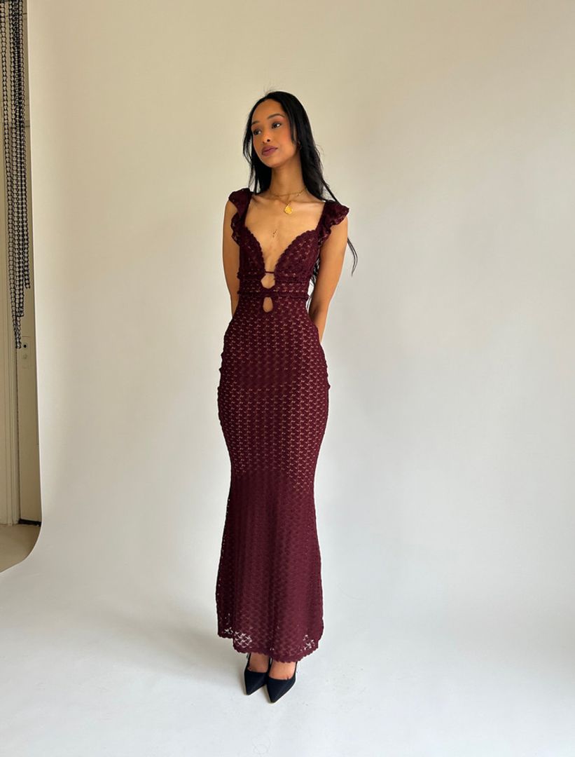 meshki ezra lace dress Ezra Lace Maxi Dress - Plum